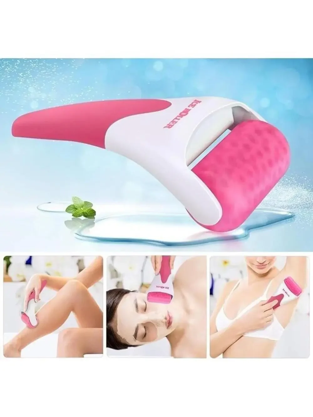 Ice Roller for Face, Eyes, Therapeutic Cooling For Acne Brighten Complexion Pink